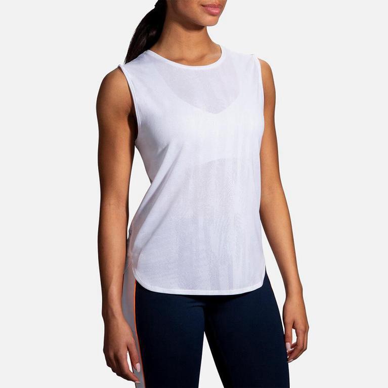 Brooks Womens Spirit Running Tank Top - White (138279-JYQ)